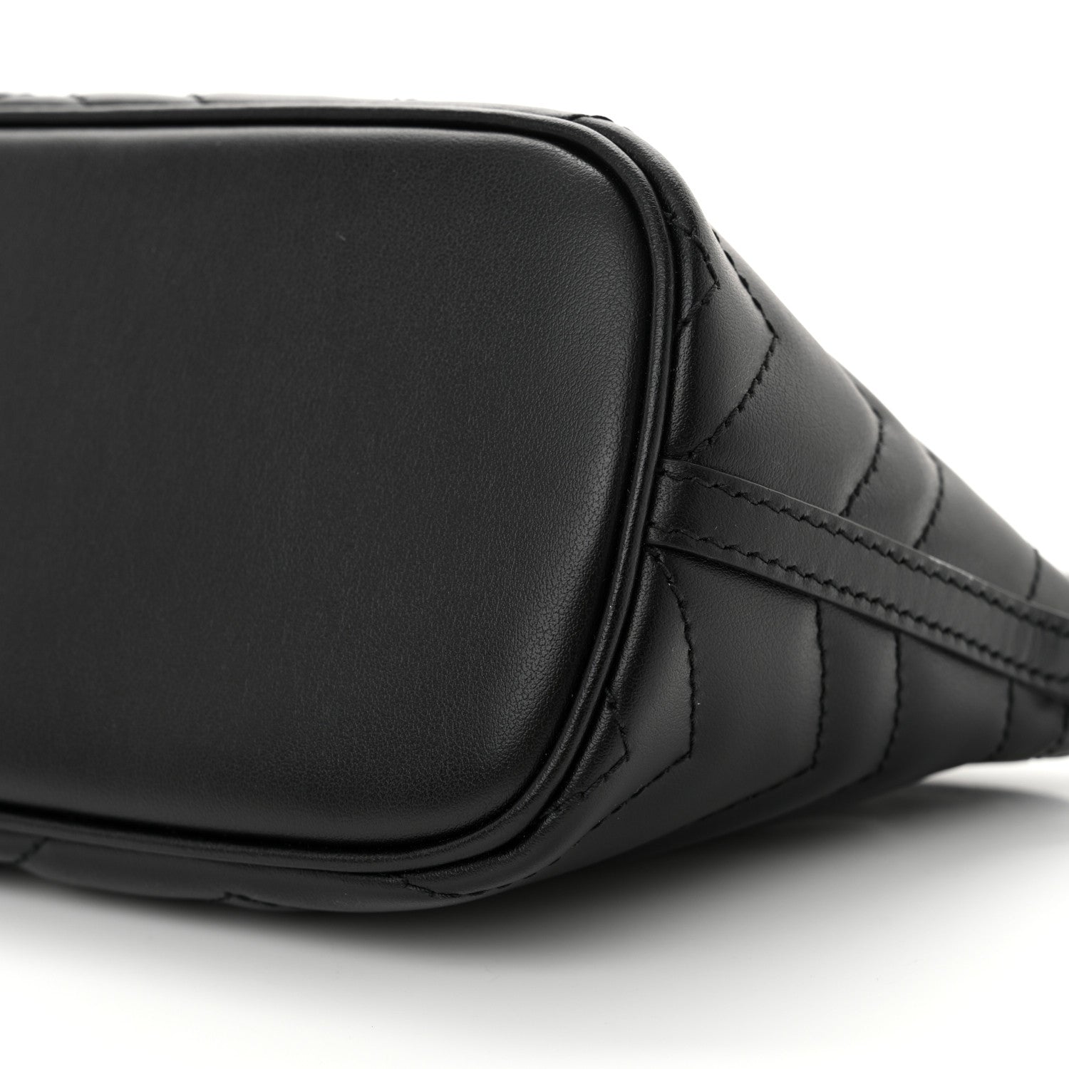 Gucci Calfskin Matelasse Chevron Monochrome GG Marmont Sling Shoulder Bag Black 10 of 11