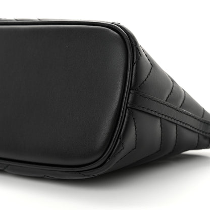 Gucci Calfskin Matelasse Chevron Monochrome GG Marmont Sling Shoulder Bag Black 10 of 11