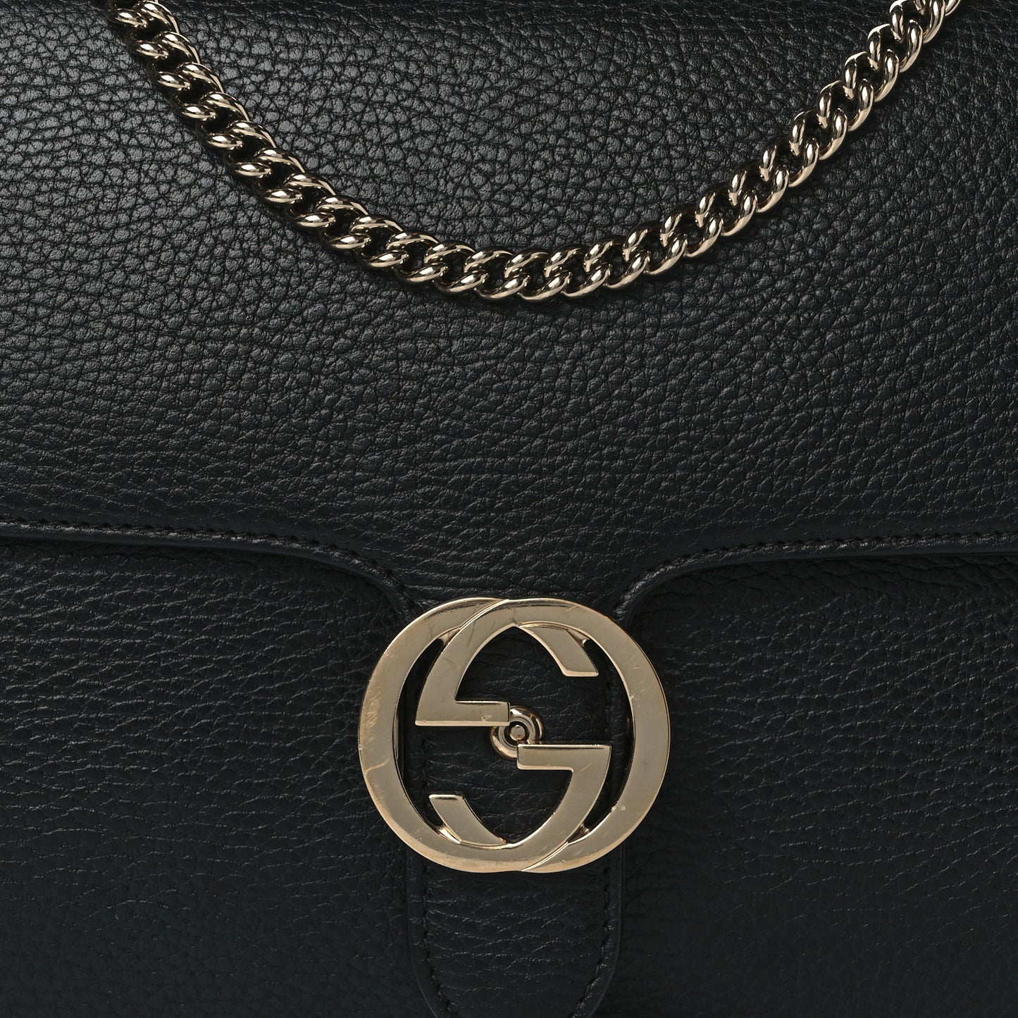 Dollar Calfskin Interlocking G Shoulder Bag Black
