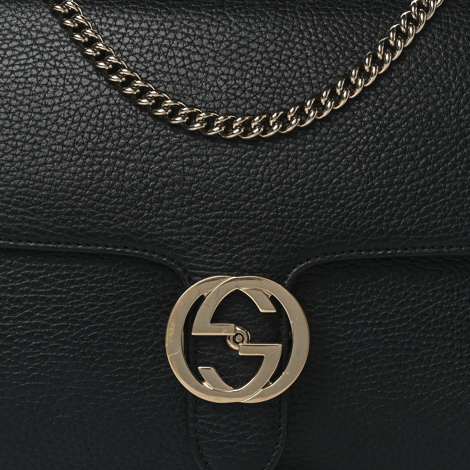 Gucci Dollar Calfskin Interlocking G Shoulder Bag Black 9 of 12