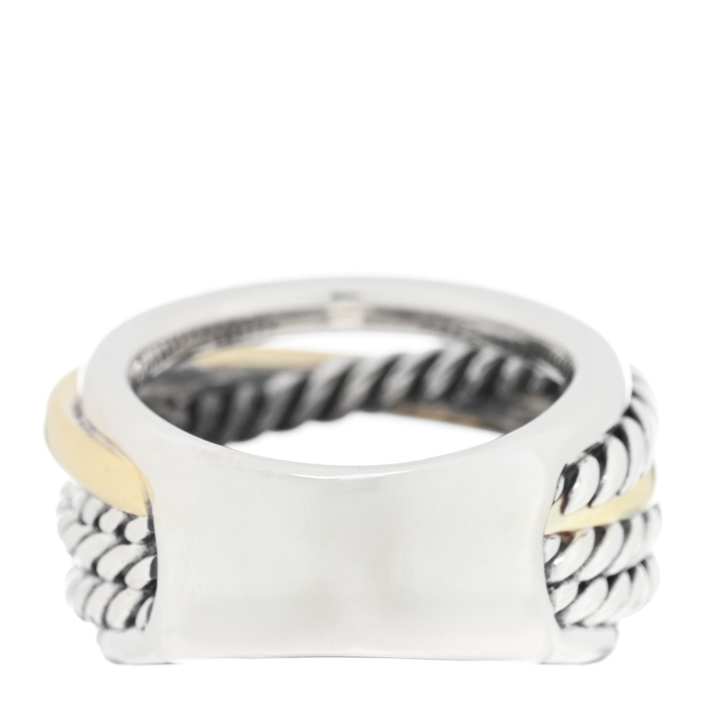 Sterling Silver 14K Yellow Gold Narrow Crossover Ring 52 6