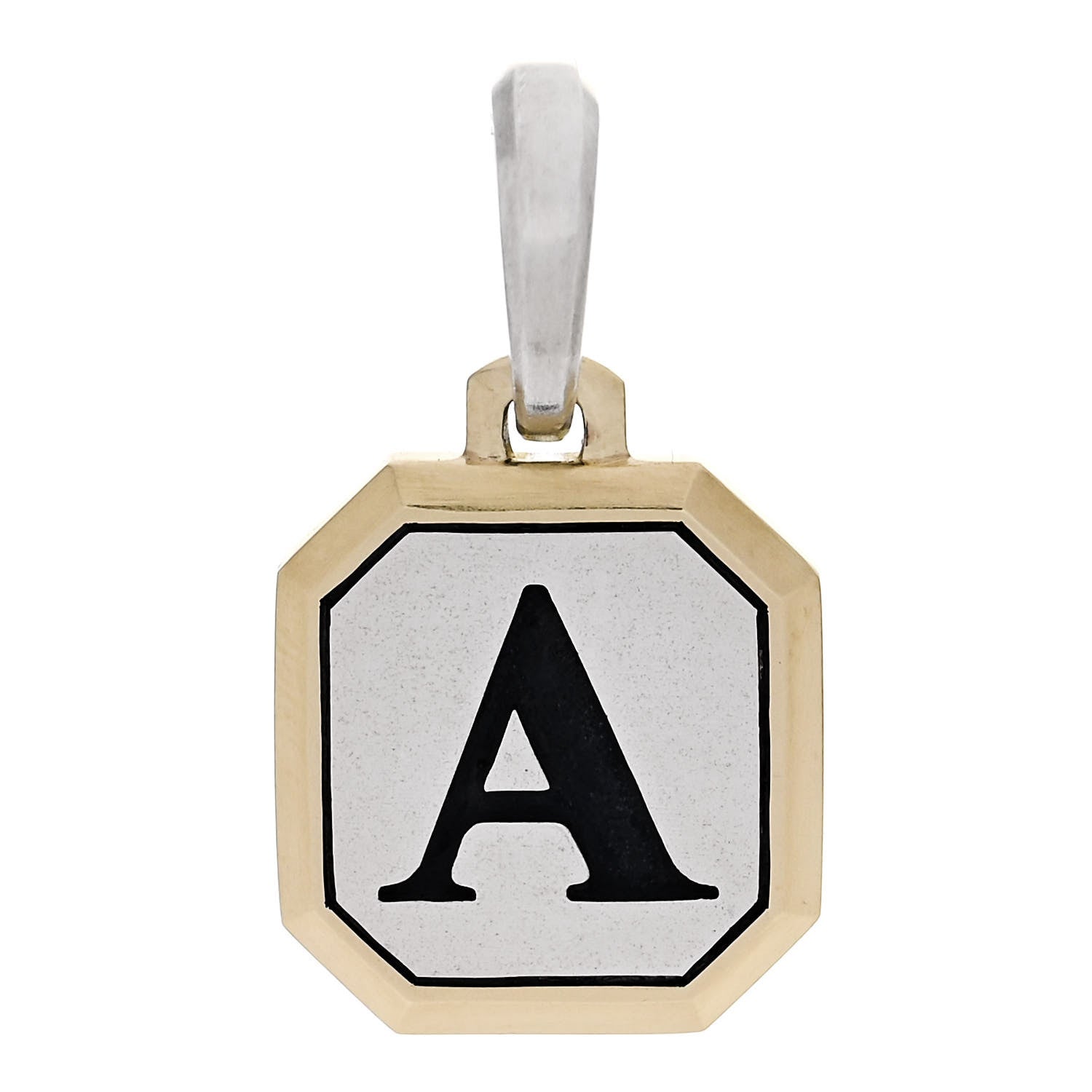 David Yurman Sterling Silver 14K Yellow Gold Amulet Initial A Pendant 1 of 4