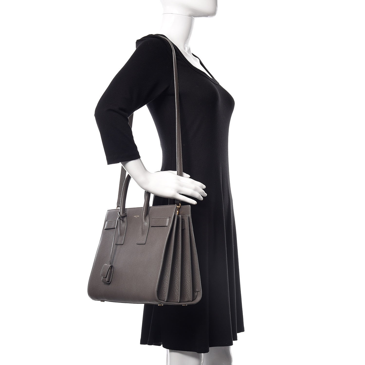 Saint Laurent Grained Calfskin Small Sac De Jour Fog 2 of 11