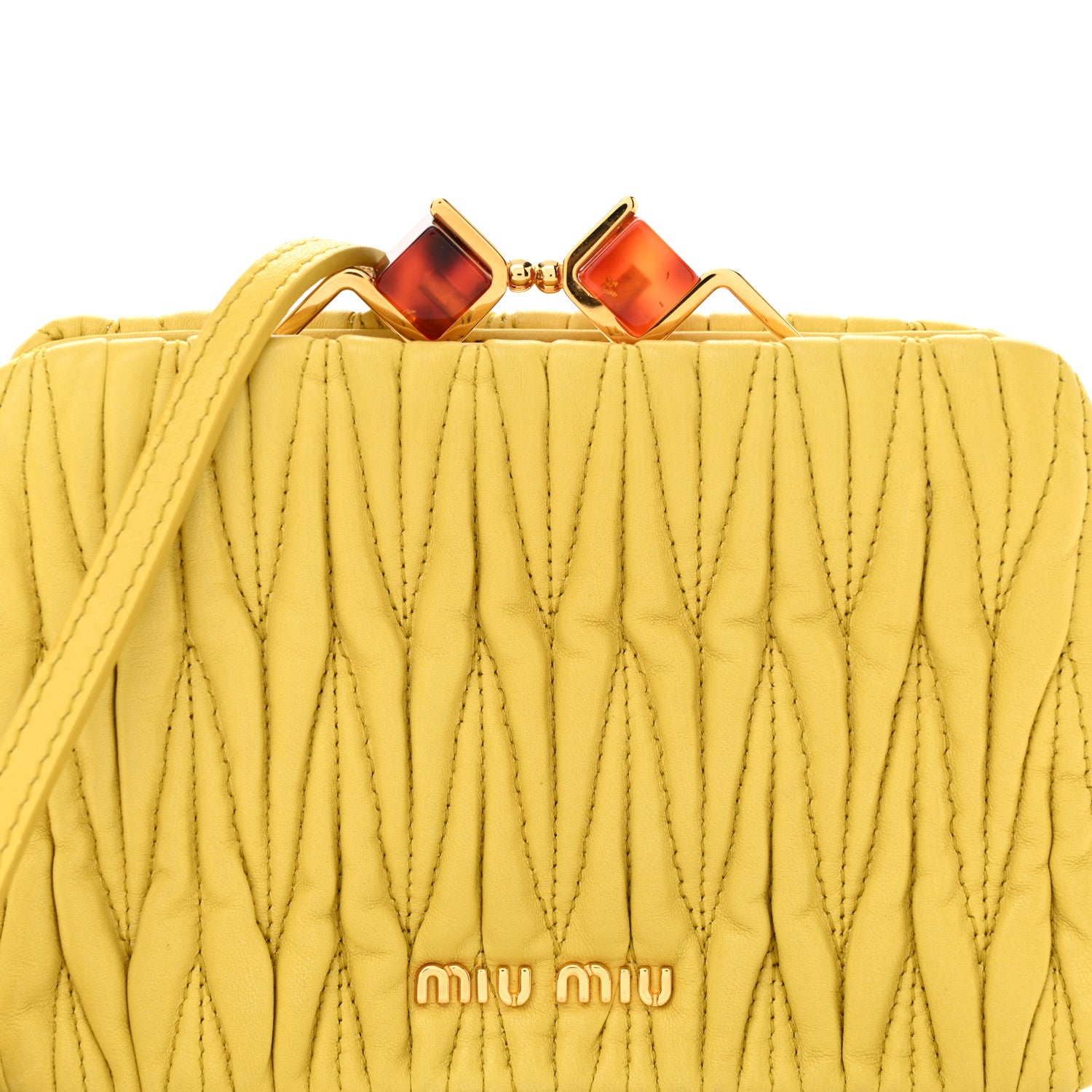 Miu Miu Nappa Matelasse Kisslock Frame Crossbody Bag Sole 9 of 12