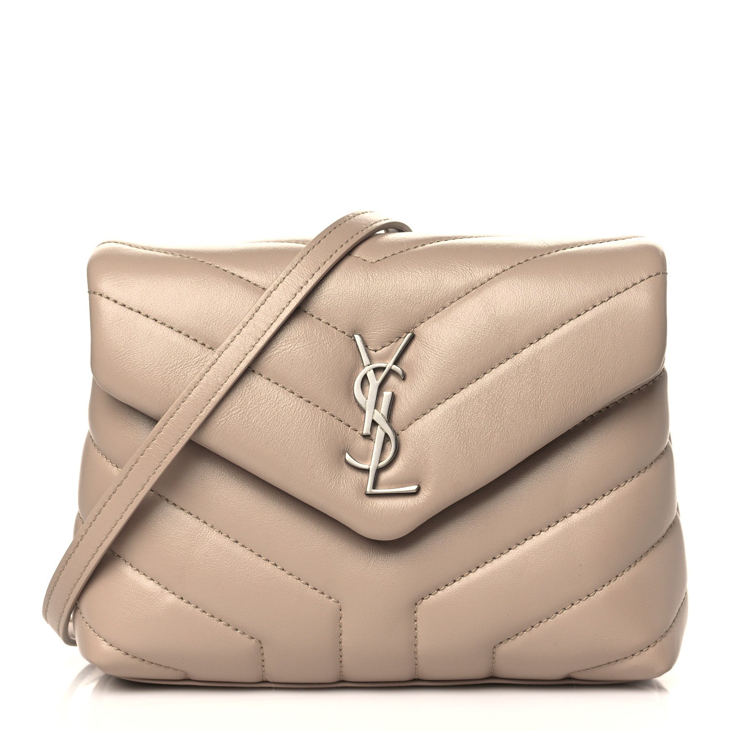 Saint Laurent Calfskin Y Quilted Monogram Toy Loulou Satchel Latte 1 of 9