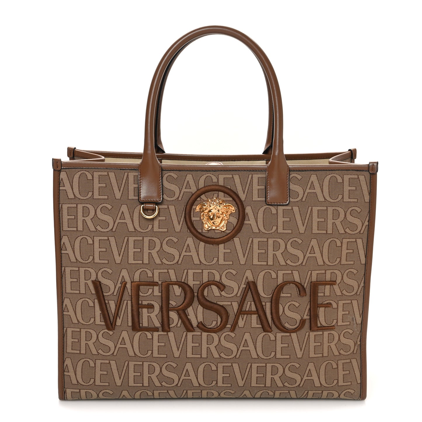 Jacquard Canvas Large Allover Medusa Tote Beige
