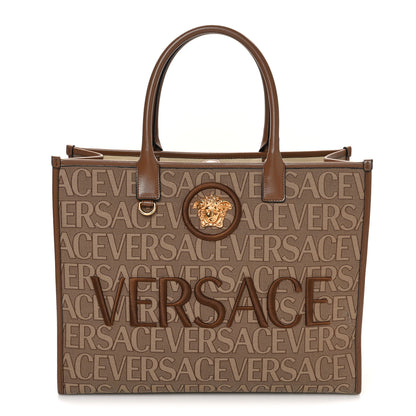 Versace Jacquard Canvas Large Allover Medusa Tote Beige 1 of 12