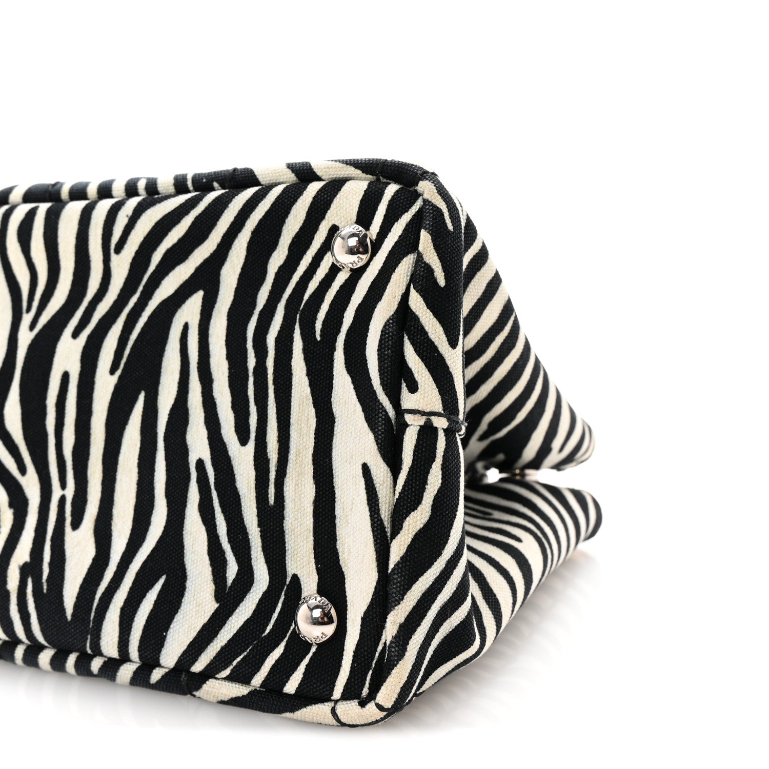 Prada Canapa Zebra Print Small Tote White Black 1730109 – FASHIONPHILE