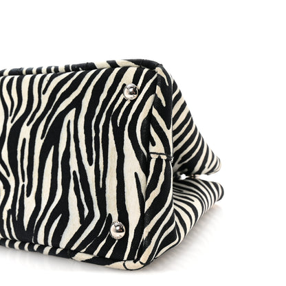 Prada Canapa Zebra Print Small Tote White Black 9 of 9