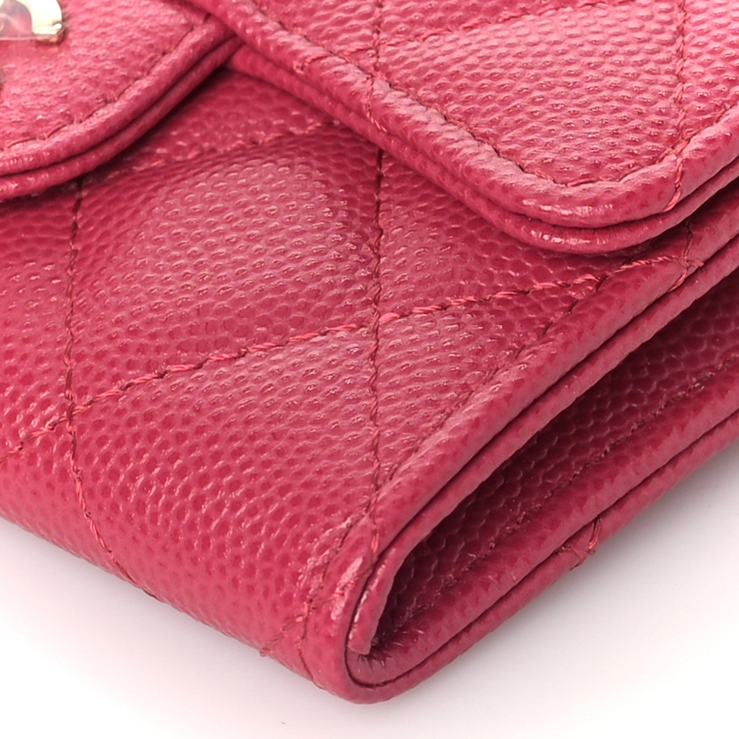 Chanel Caviar Quilted Flap Card Holder Wallet Fuchsia 10 of 11
