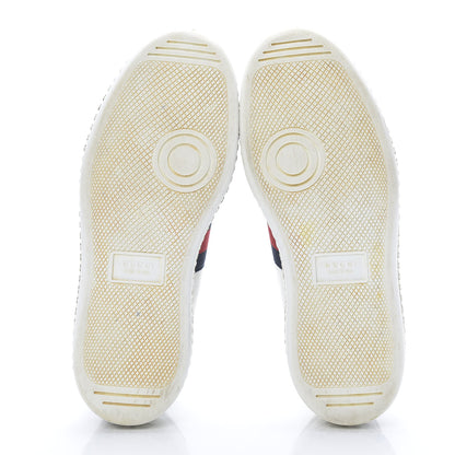 Gucci Calfskin Crystal Web Bee Embroidered Womens Ace Platform Sneakers 36 White 7 of 13