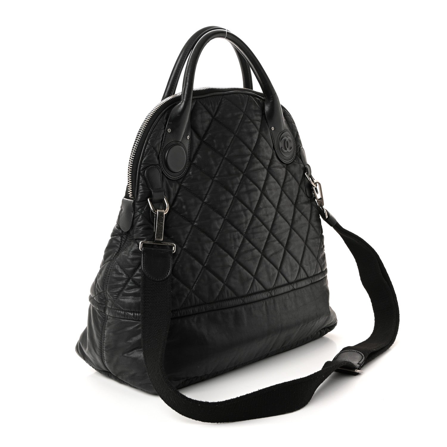 Chanel Coated Canvas Quilted Large Garment Travel Bag Black 3 of 10