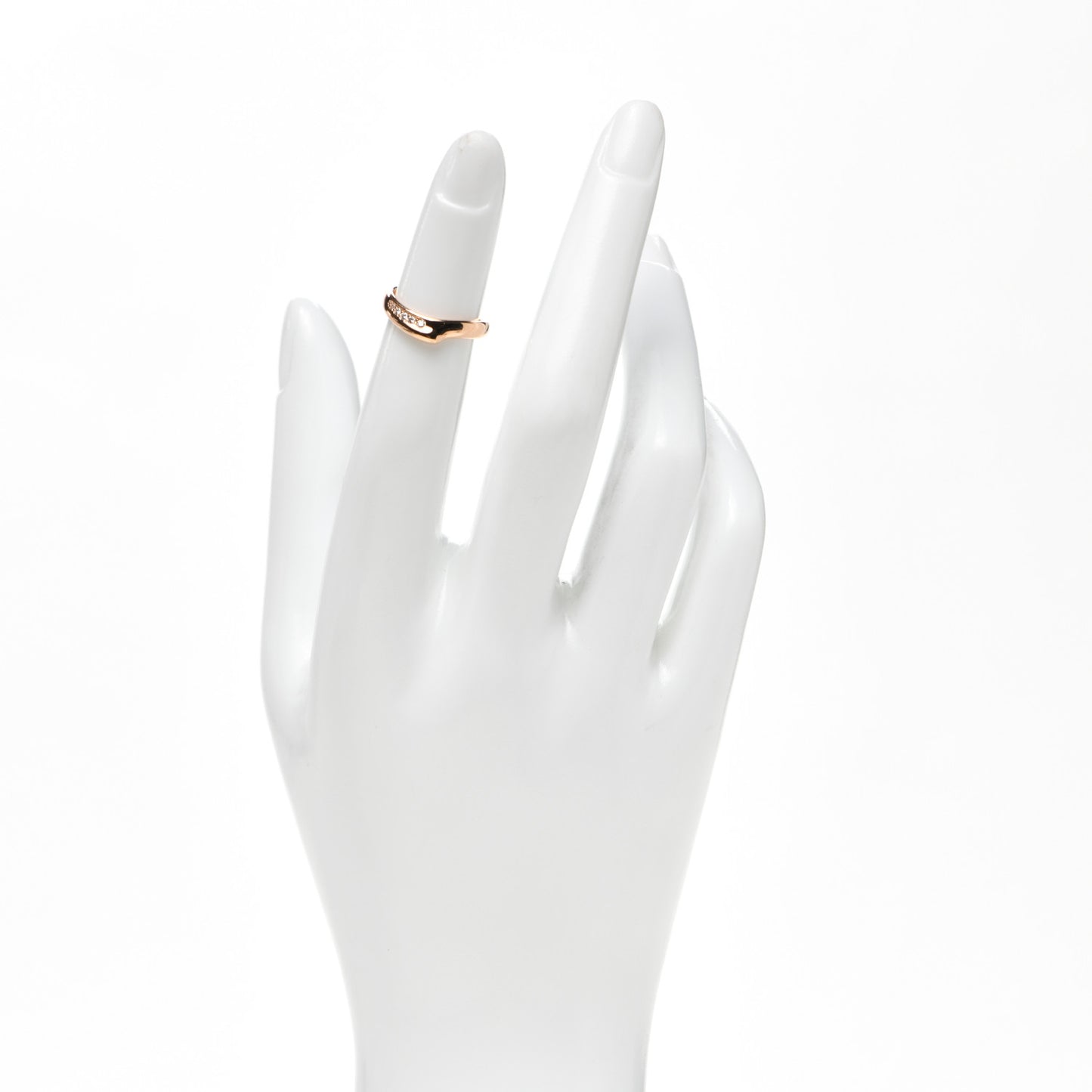 18K Rose Gold Diamond Elsa Peretti Open Heart Band Ring 45 3.5