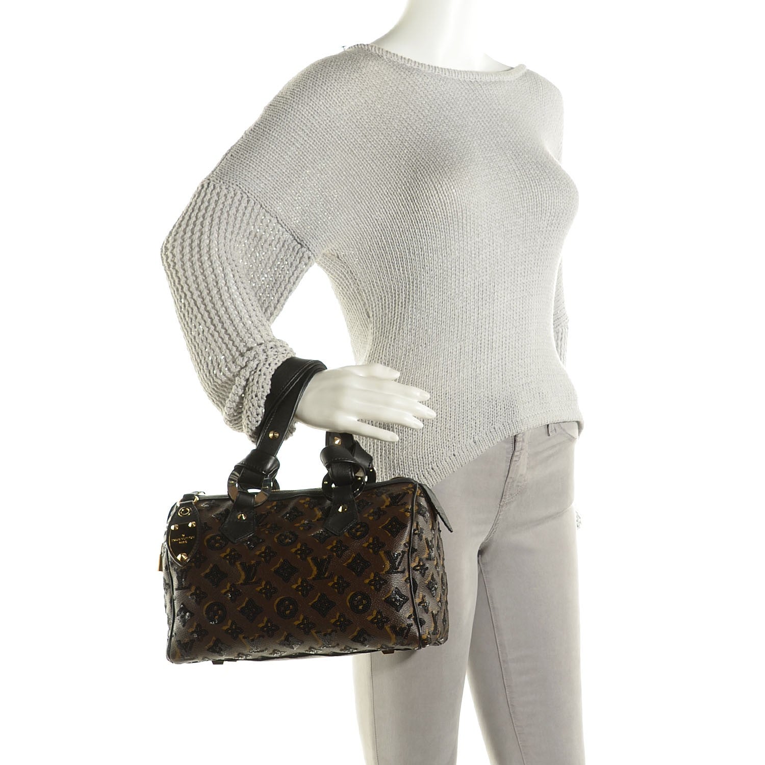 Louis Vuitton Monogram Sequins Eclipse Speedy 28 Black 2 of 9