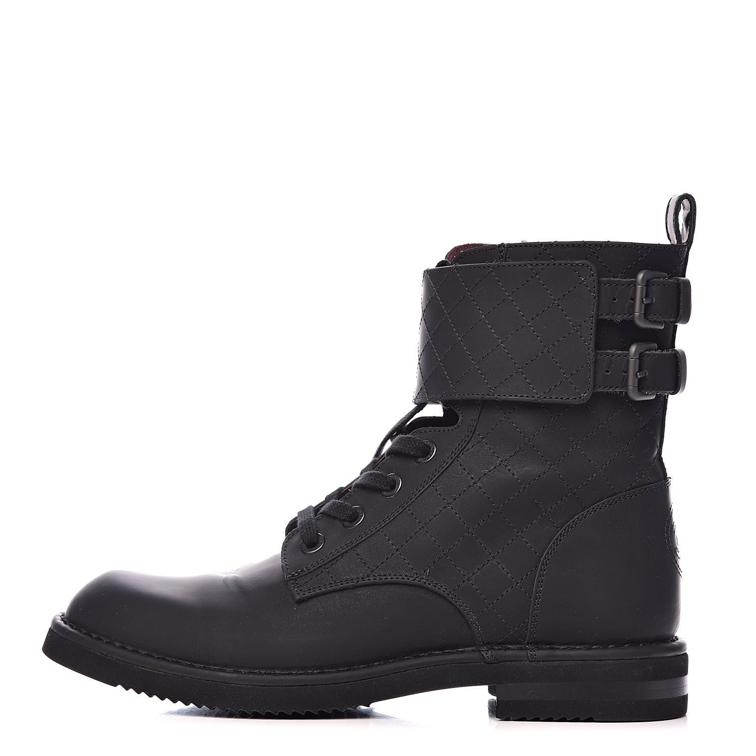 Chanel Suede Calfskin Quilted Mens Combat Short Boots 41.5 Black 1 of 12