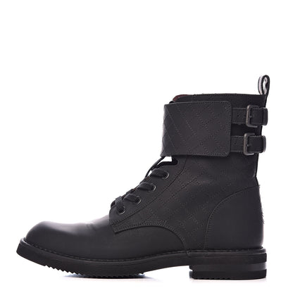 Chanel Suede Calfskin Quilted Mens Combat Short Boots 41.5 Black 1 of 12