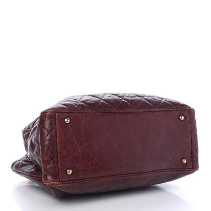Chanel Glazed Caviar Quilted Small Shiva Tote Burgundy 4 of 5