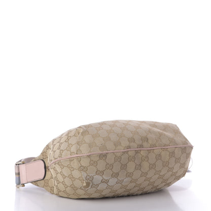 Gucci Monogram Web Medium Half Moon Hobo Blue Pink 4 of 17