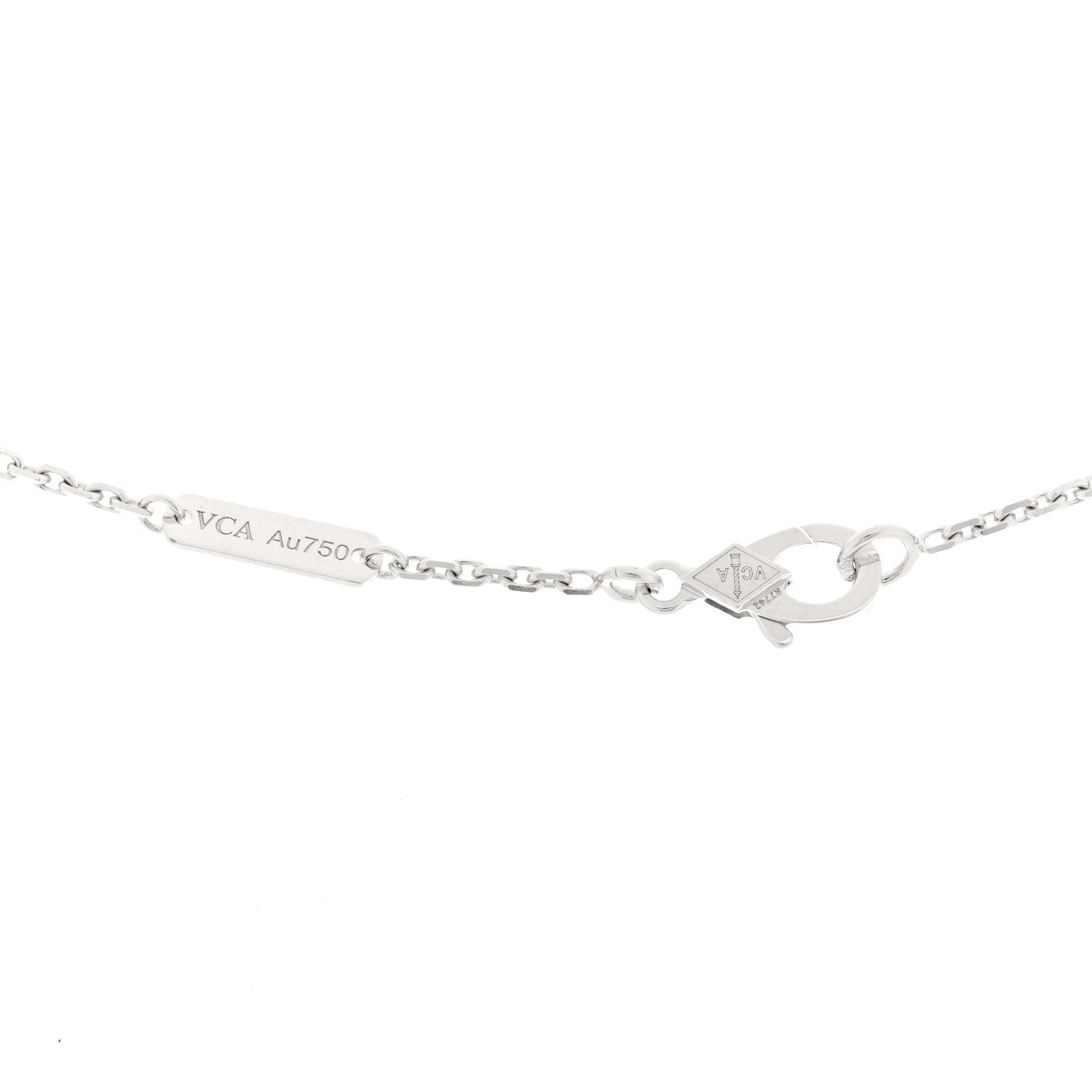 Van Cleef & Arpels 18K White Gold Mother of Pearl Vintage Alhambra Pendant Necklace 4 of 4