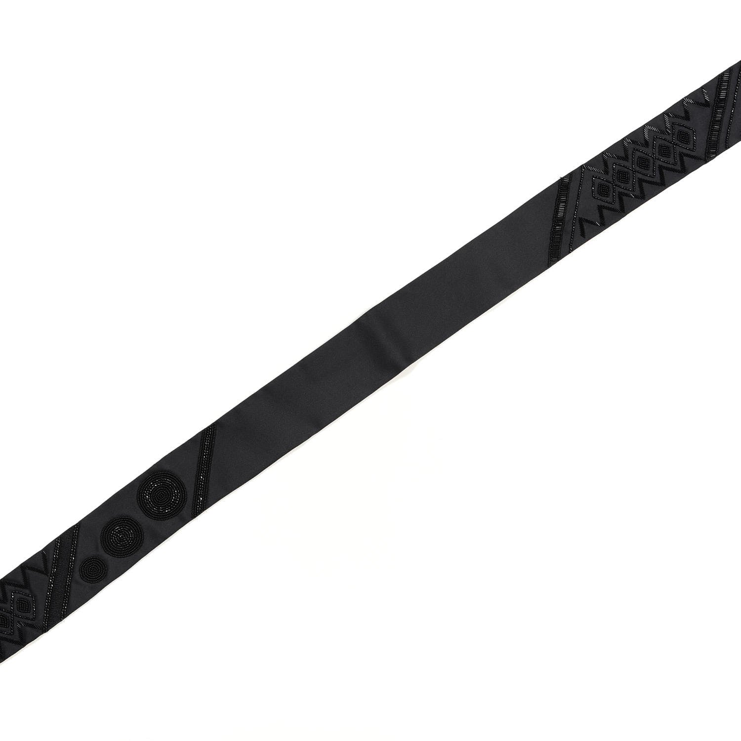 Hermes Silk Beaded Precieux Art Deco Ribbon Twilly Black 3 of 4