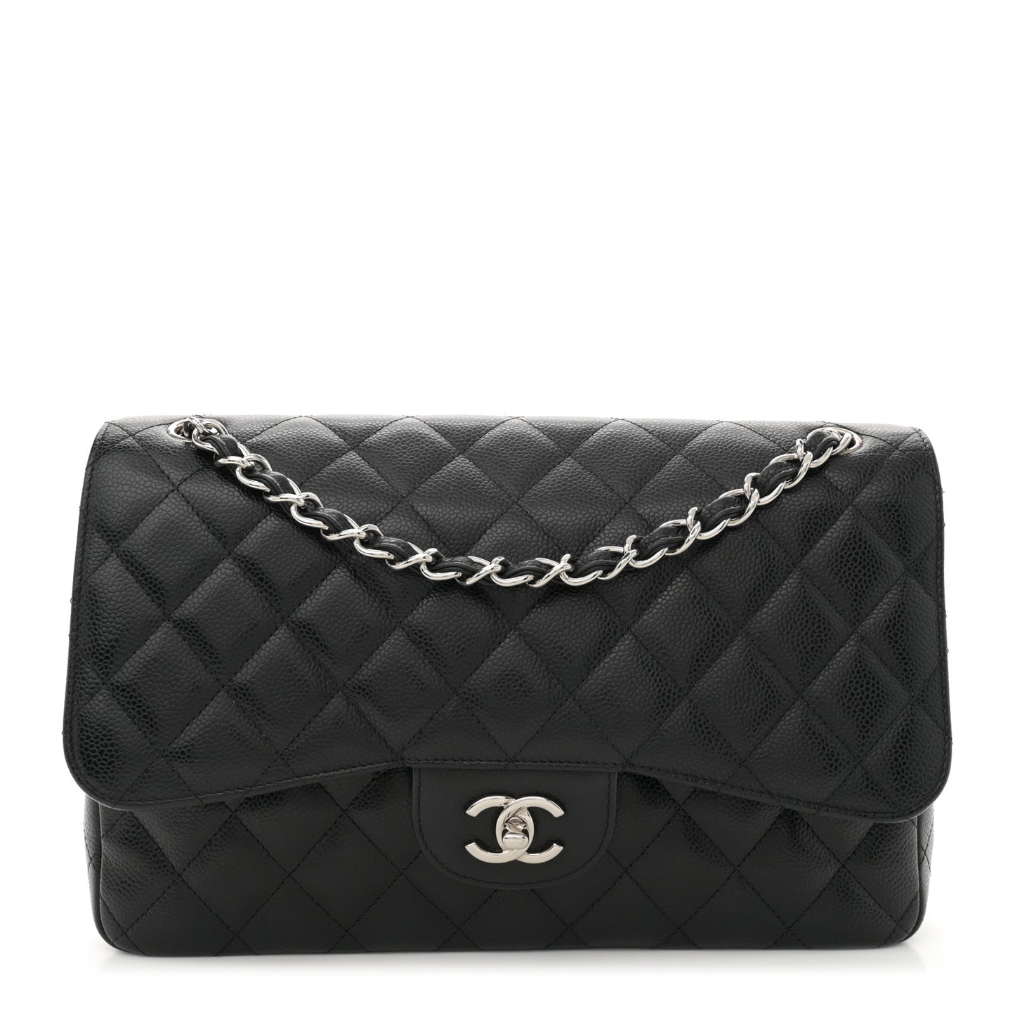 Caviar Quilted Jumbo Double Flap Black