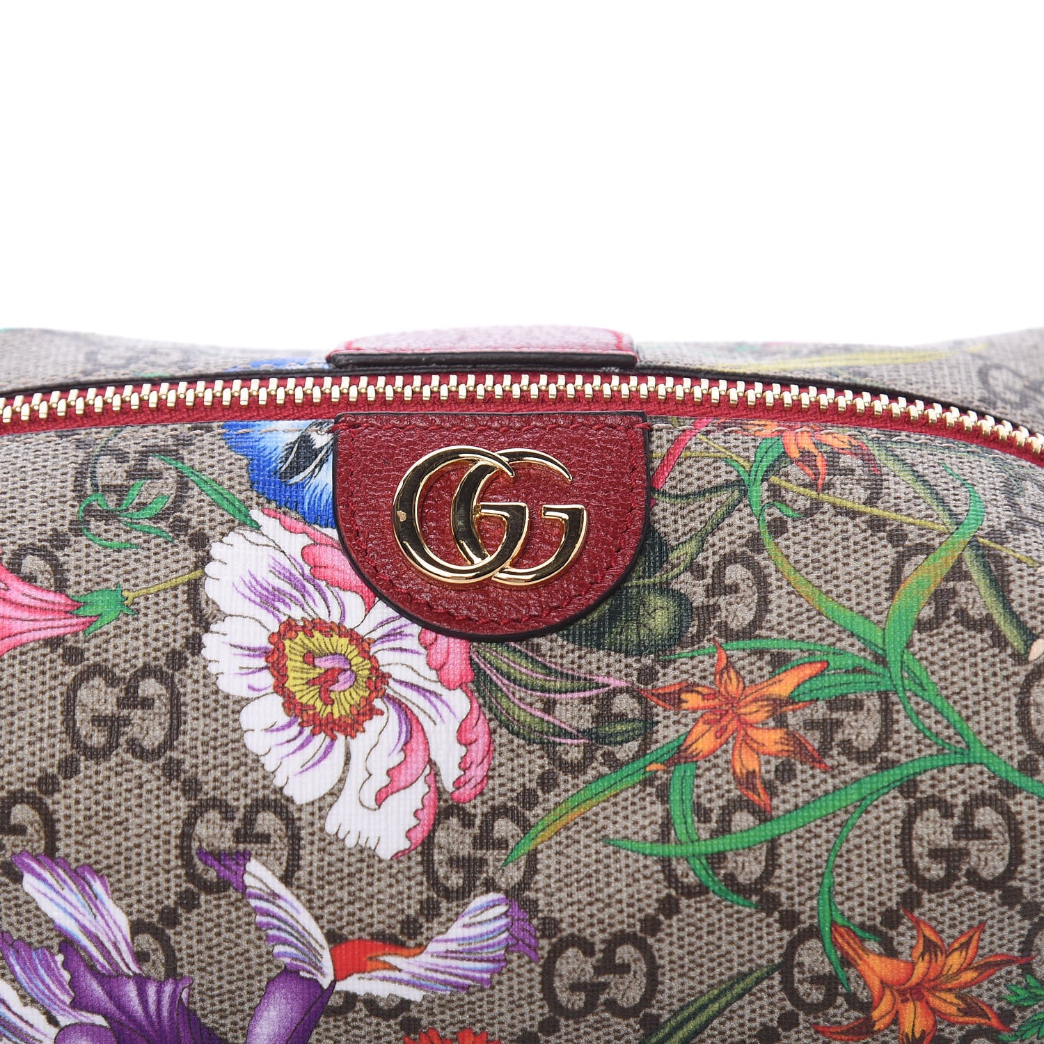 Gucci Soft GG Supreme Monogram Flora Calfskin Medium Ophidia Cosmetic Case Beige Ebony Multicolor Rosso 10 of 10