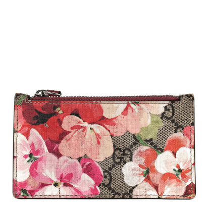 Gucci GG Supreme Monogram Blooms Coin Case Card Holder Beige Multicolor Dry Rose 1 of 10