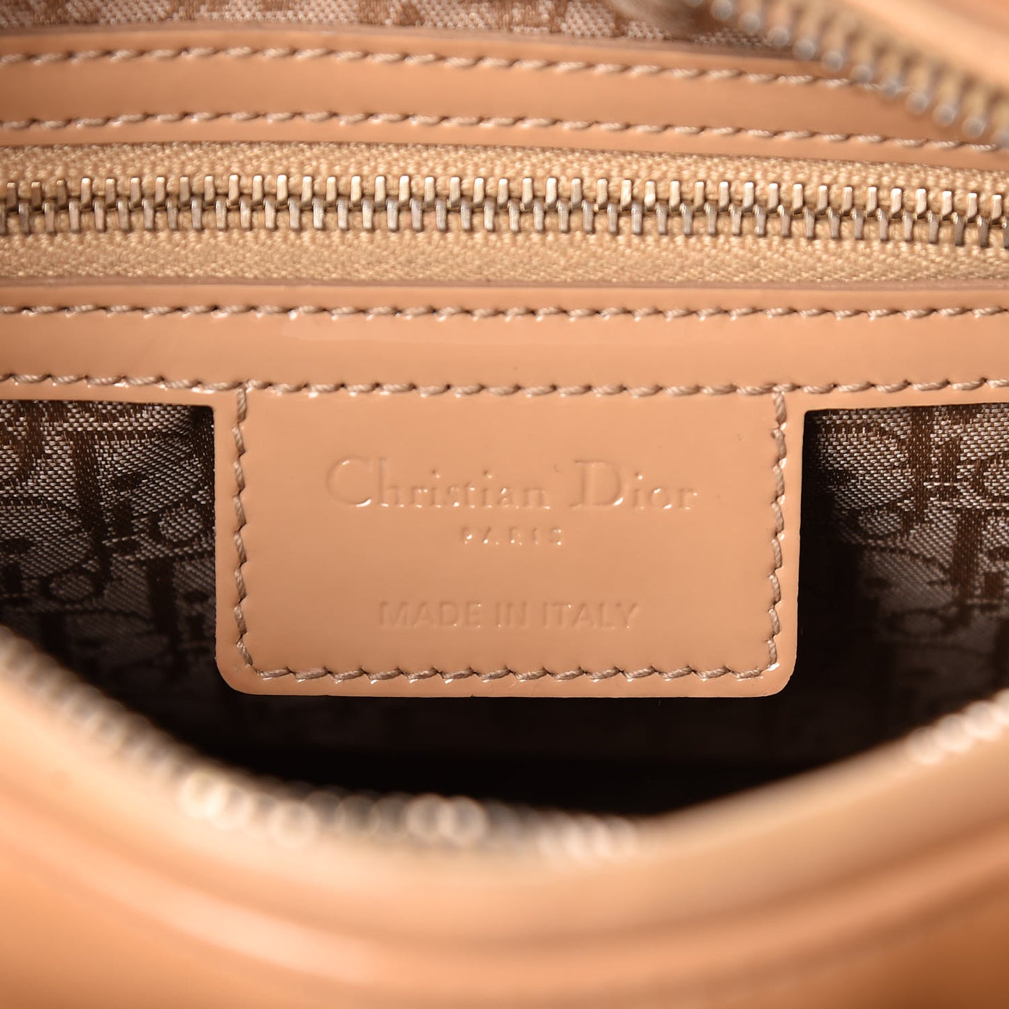 Patent Cannage Medium Lady Dior Beige