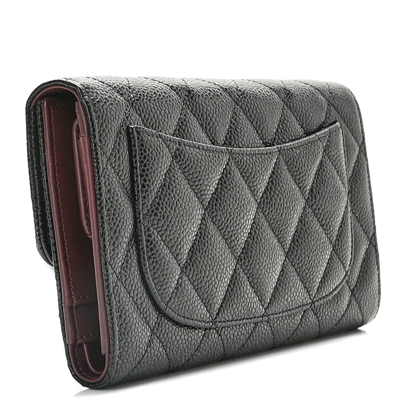 Caviar Quilted Large Flap Wallet Black