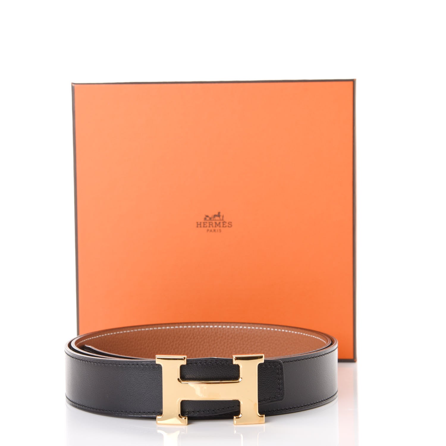 Hermes Box Togo 32mm H Belt 100 Black Gold 4 of 4