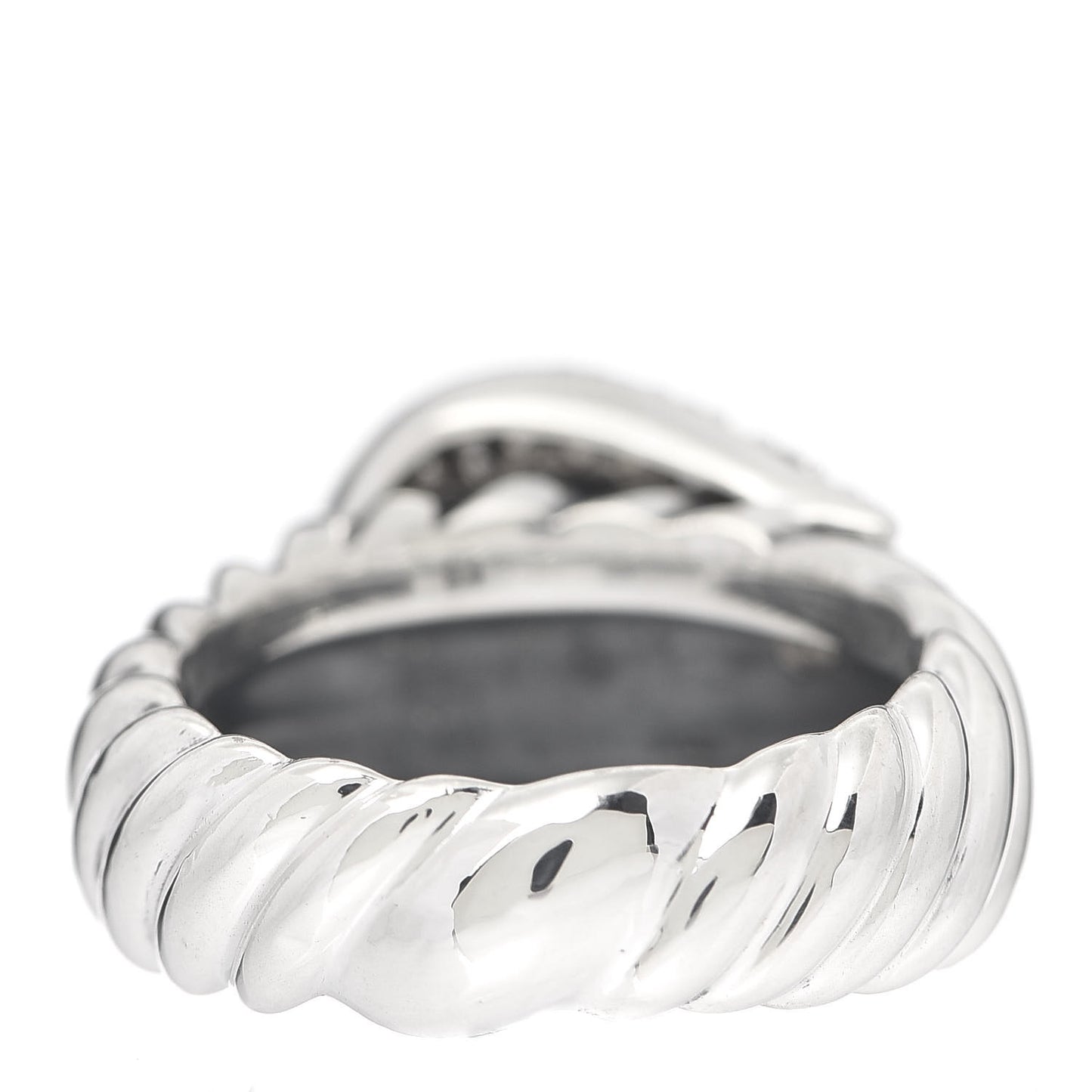 Sterling Silver Diamond Buckle Cable Ring 54 6.75