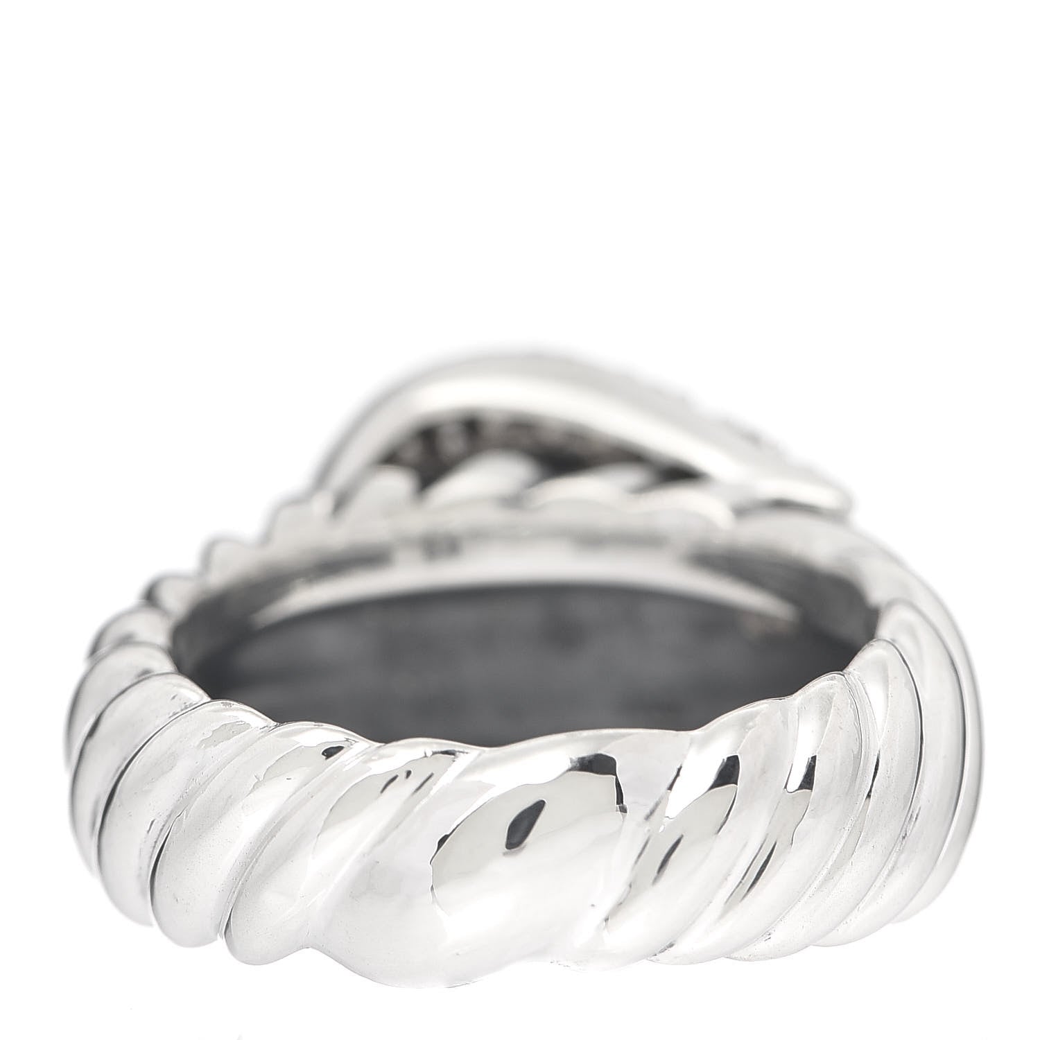 David Yurman Sterling Silver Diamond Buckle Cable Ring 54 6.75 4 of 5