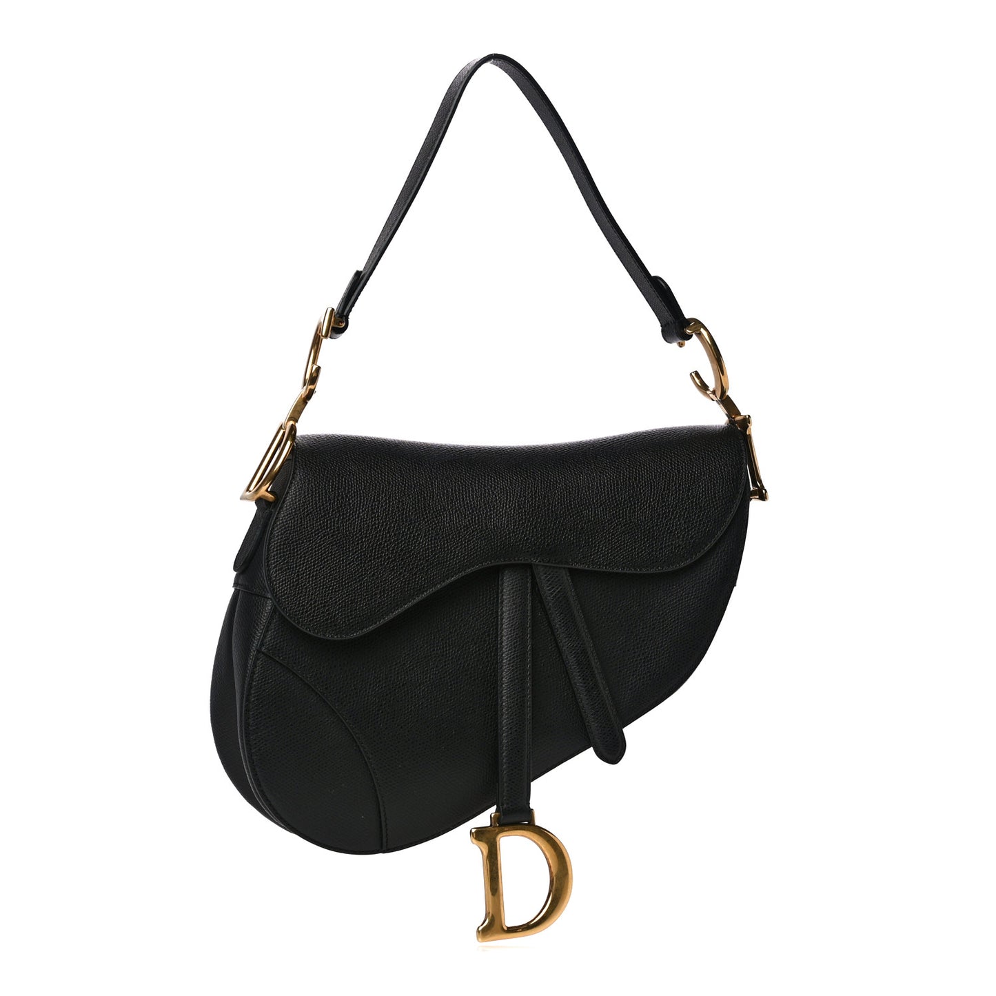 Grained Calfskin Saddle Bag Black