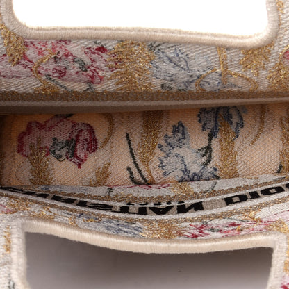 Christian Dior Canvas Embroidered Hibiscus Printed Mini Book Tote Beige Multicolor 5 of 9