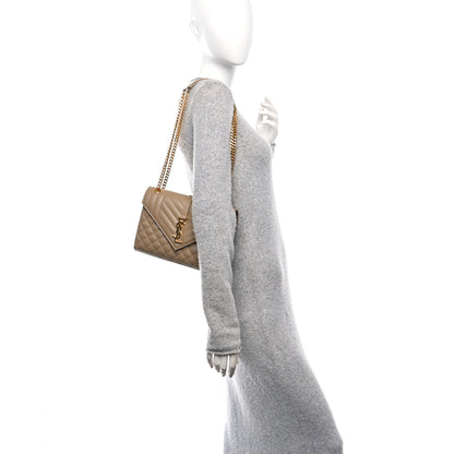 Saint Laurent Grain De Poudre Textured Mixed Matelasse Medium Triquilt Monogram Satchel Dark Latte 2 of 12