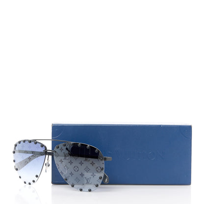 Louis Vuitton Monogram The Party Aviator Sunglasses Z0971U Black 10 of 10