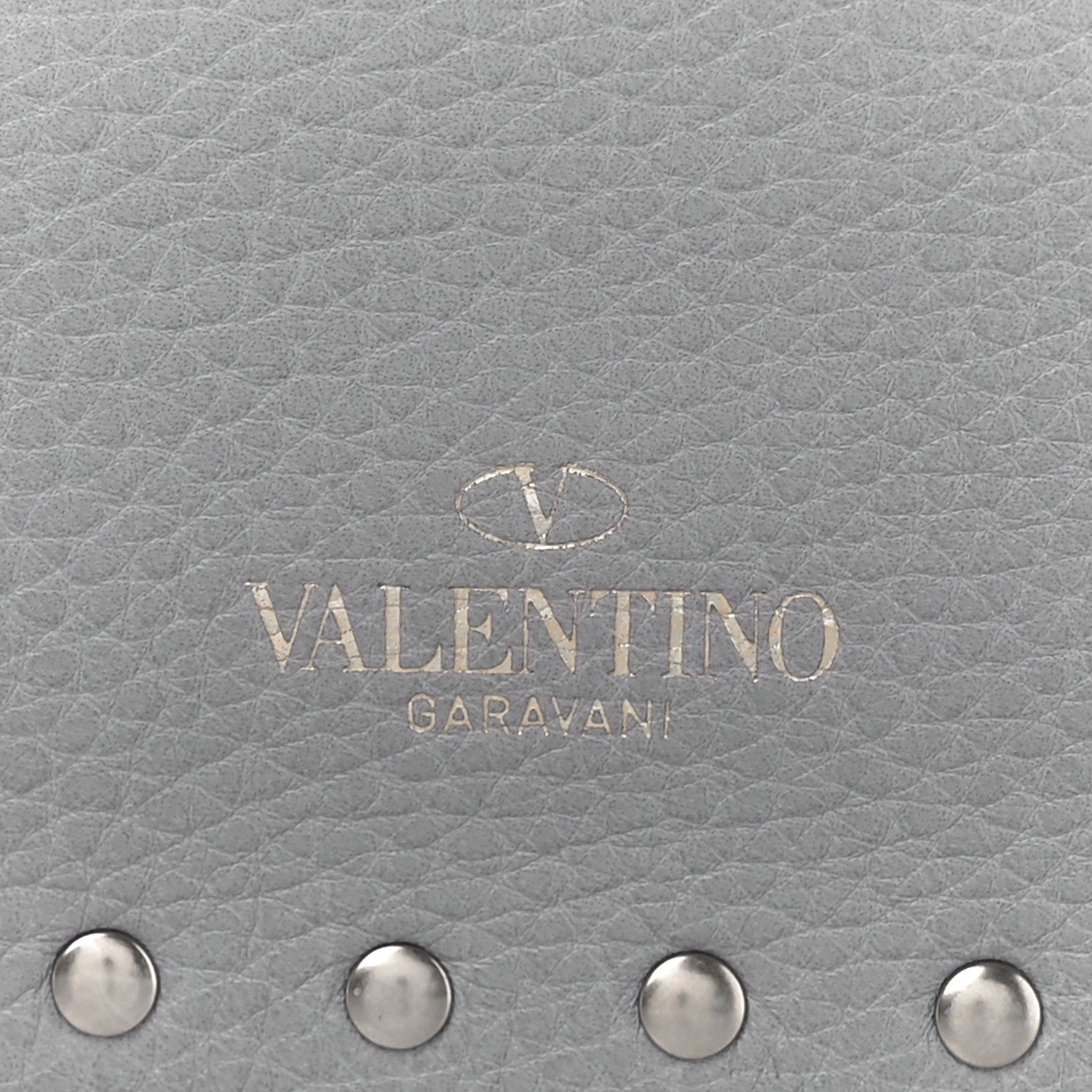 Valentino Garavani Pebbled Calfskin Large Rockstud Zip Pouch Pastel Grey 8 of 12