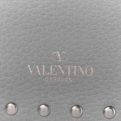 Valentino Garavani Pebbled Calfskin Large Rockstud Zip Pouch Pastel Grey 8 of 12