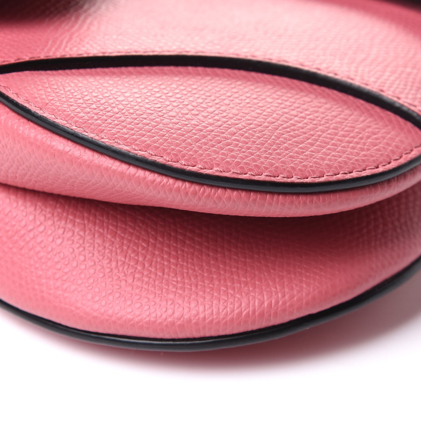 Grained Calfskin Mini Saddle Bag Pink