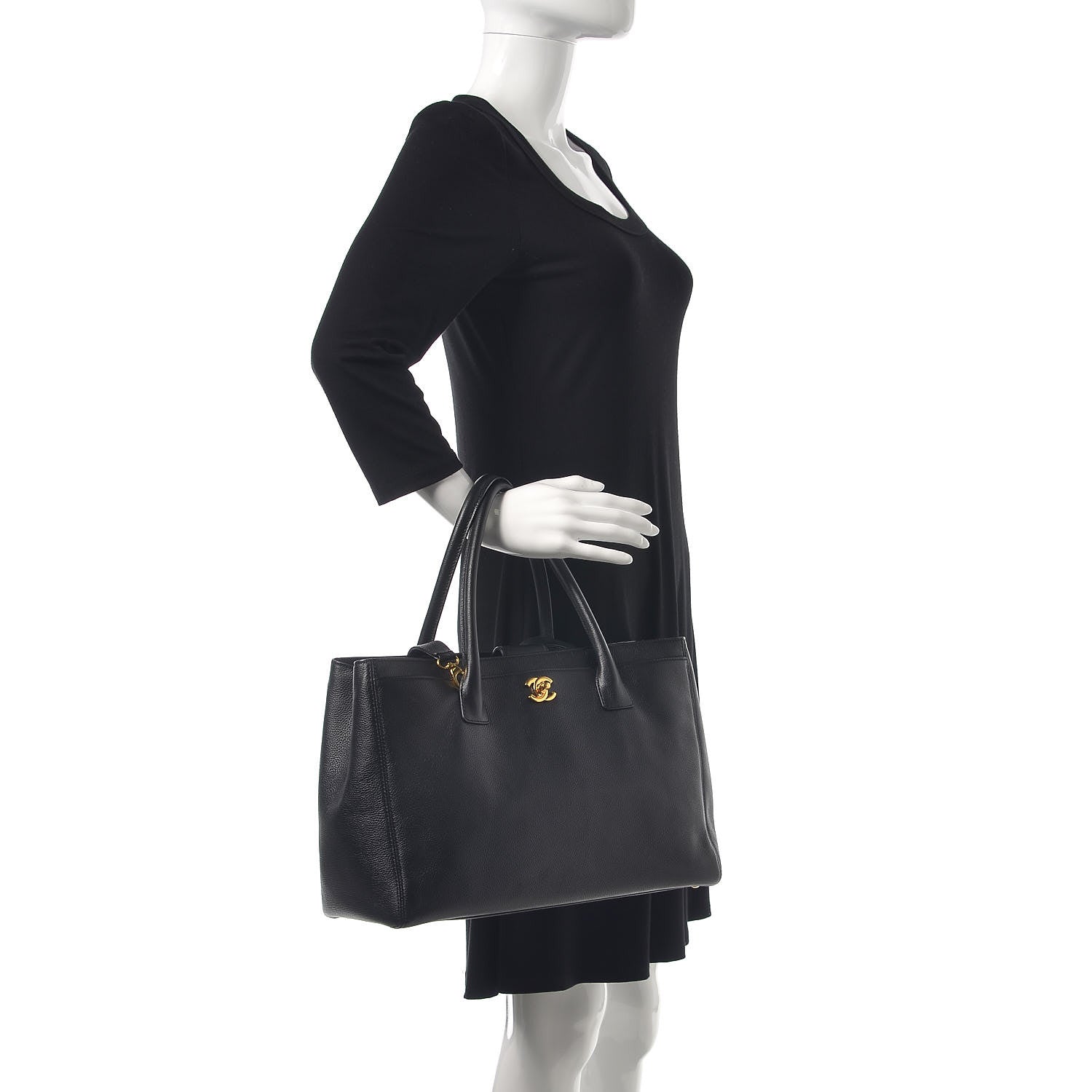 Chanel Calfskin Cerf Executive Shopper Tote Black 3 of 11