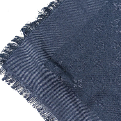 Louis Vuitton Monogram Silk Wool Shine Shawl Night Blue 3 of 6