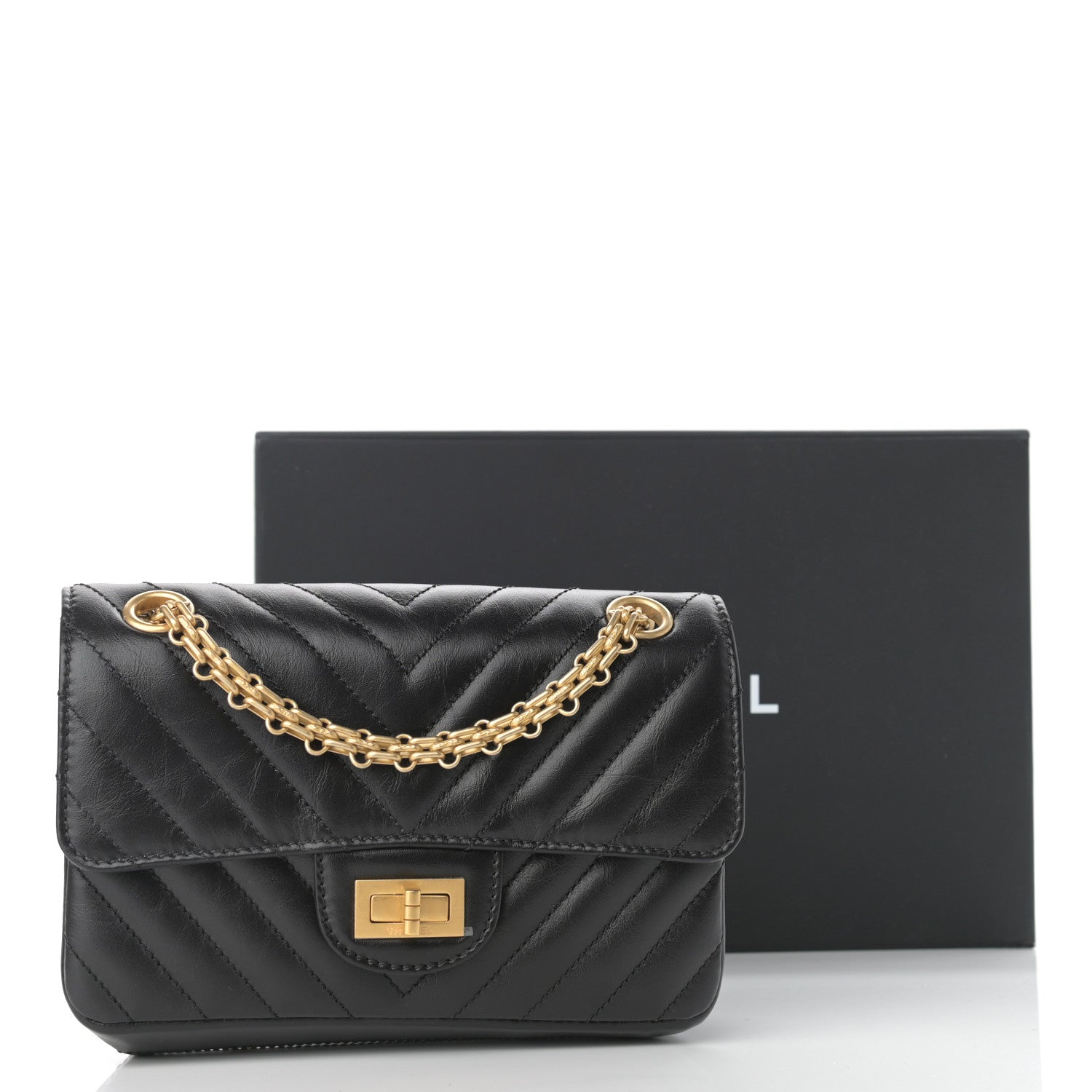 Chanel Aged Calfskin Chevron Quilted 2.55 Reissue Mini Flap Black 11 of 11
