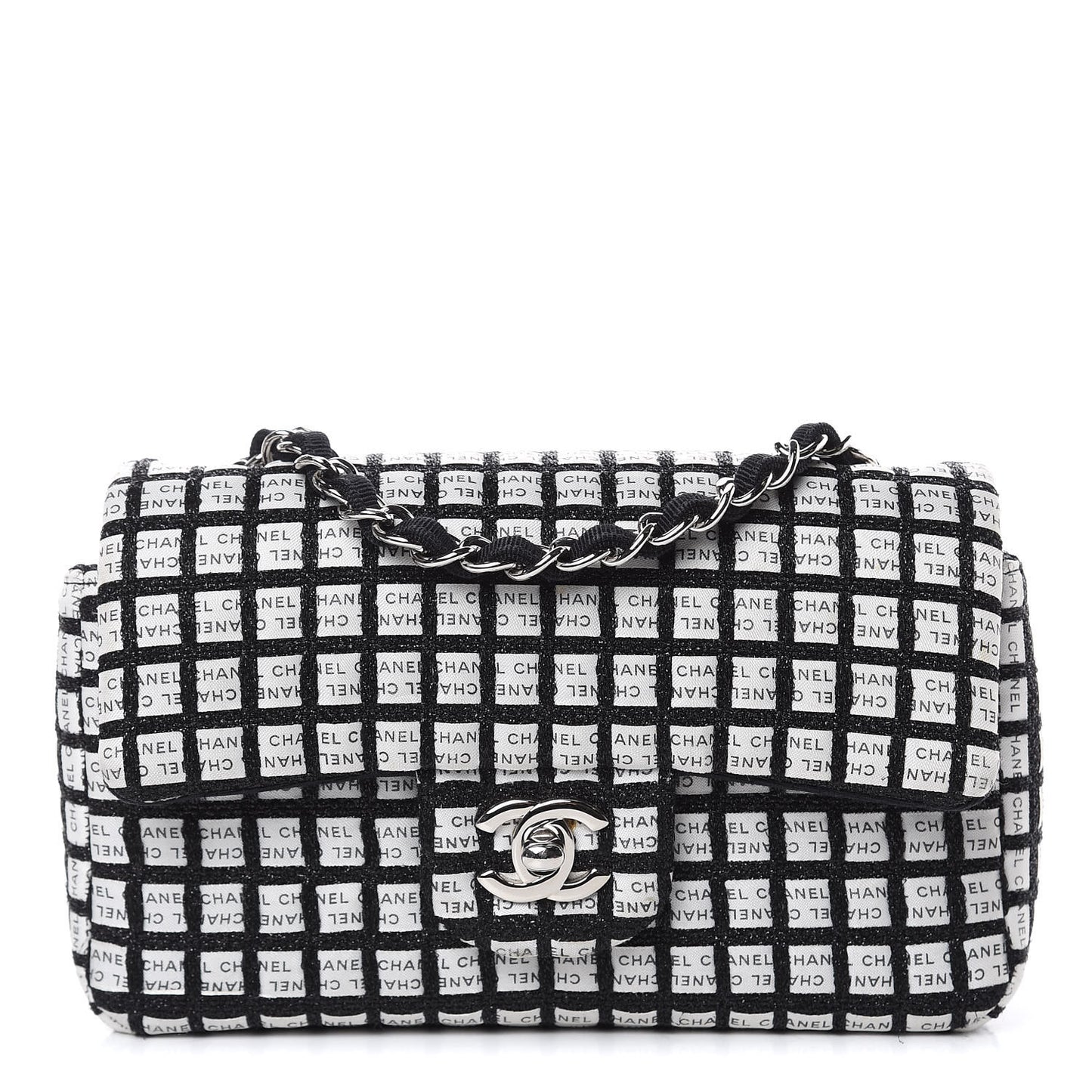 Ribbon Tweed Small Single Flap Black White