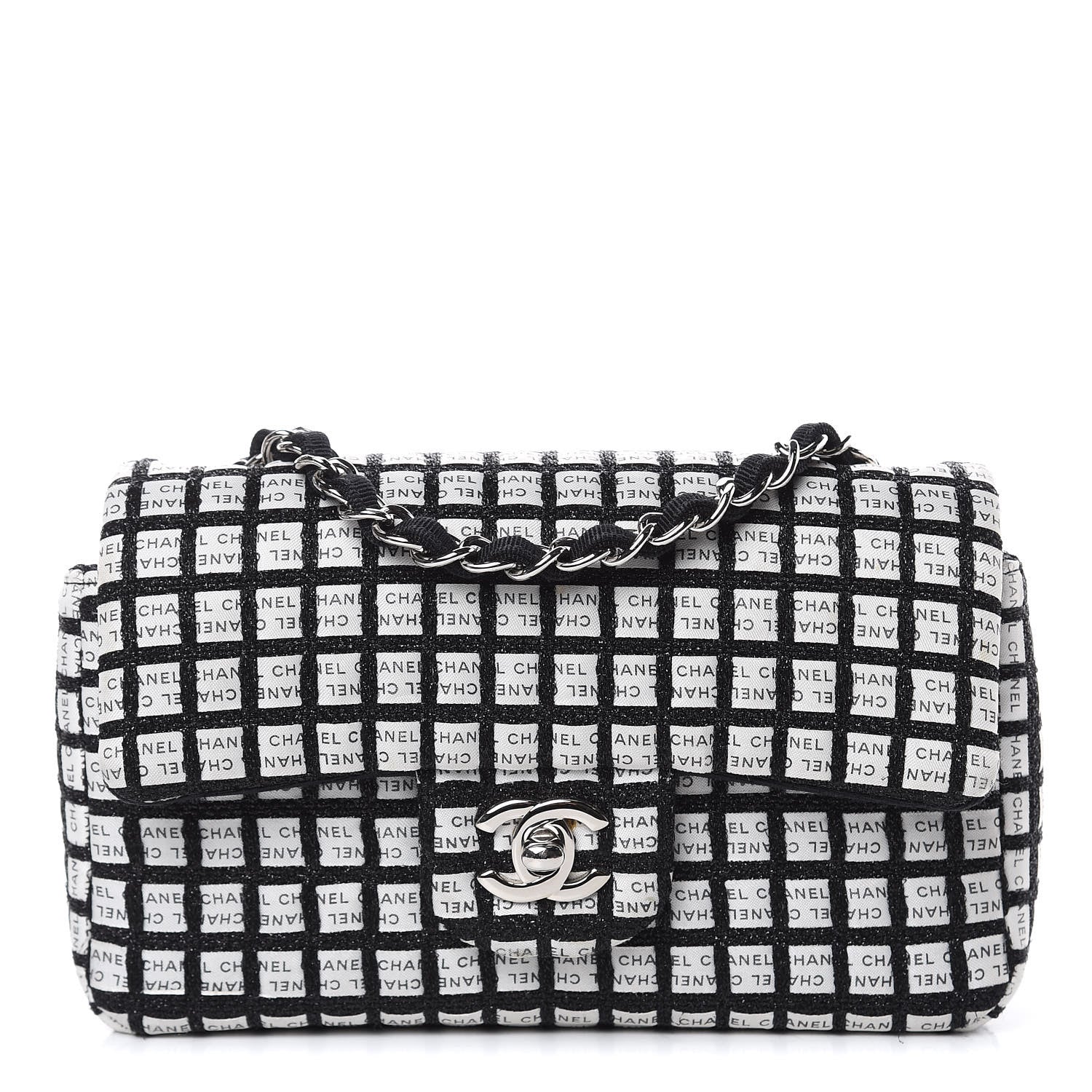 Chanel Ribbon Tweed Small Single Flap Black White 1 of 17