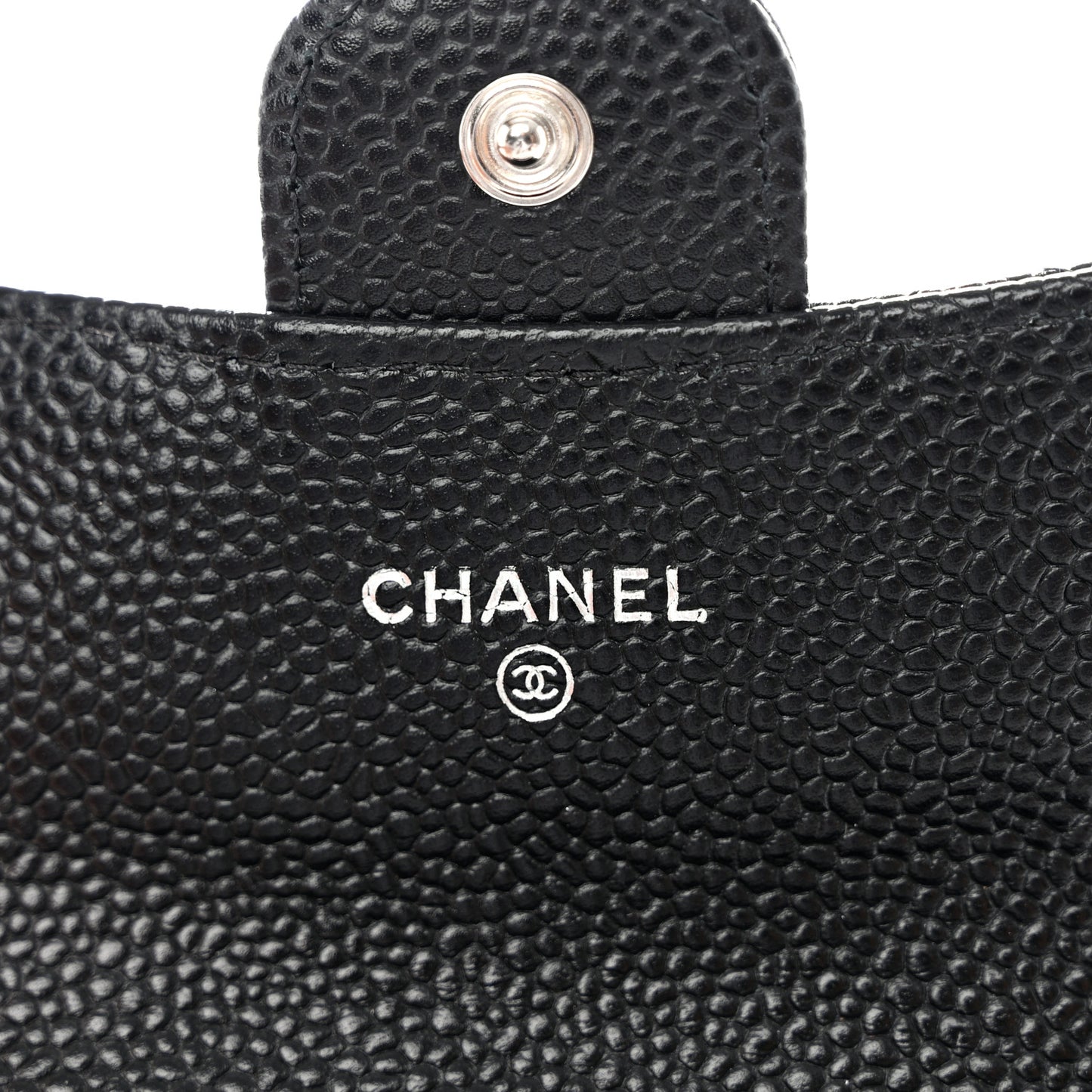 Caviar Quilted Flap Card Holder Wallet Black
