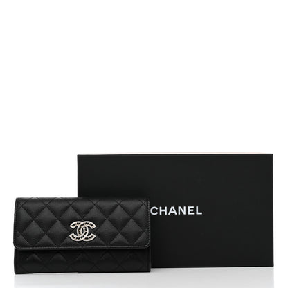 Chanel Caviar Quilted Crystal CC Large Gusset Flap Wallet Black 10 of 10
