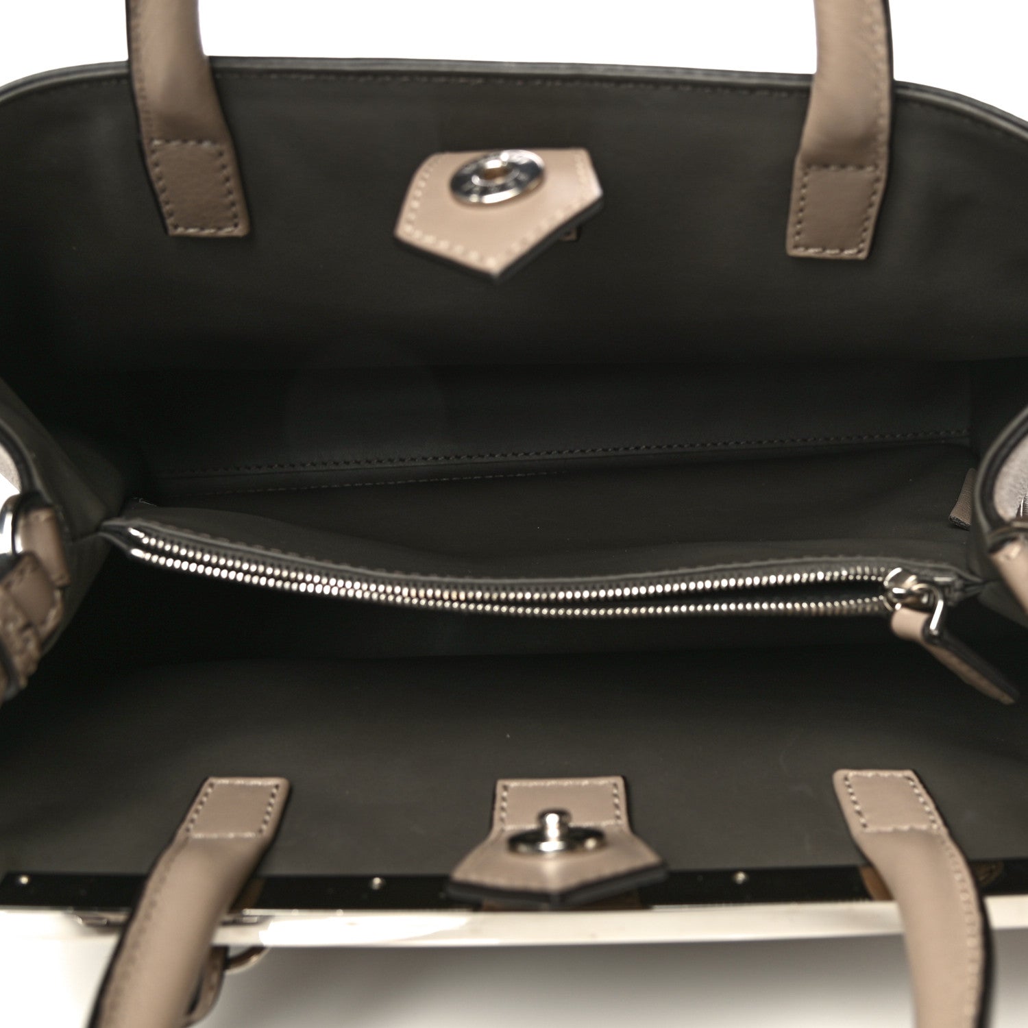 Fendi Vitello Dolce Century Petite 2Jours Tote Tortora Carbone 5 of 11