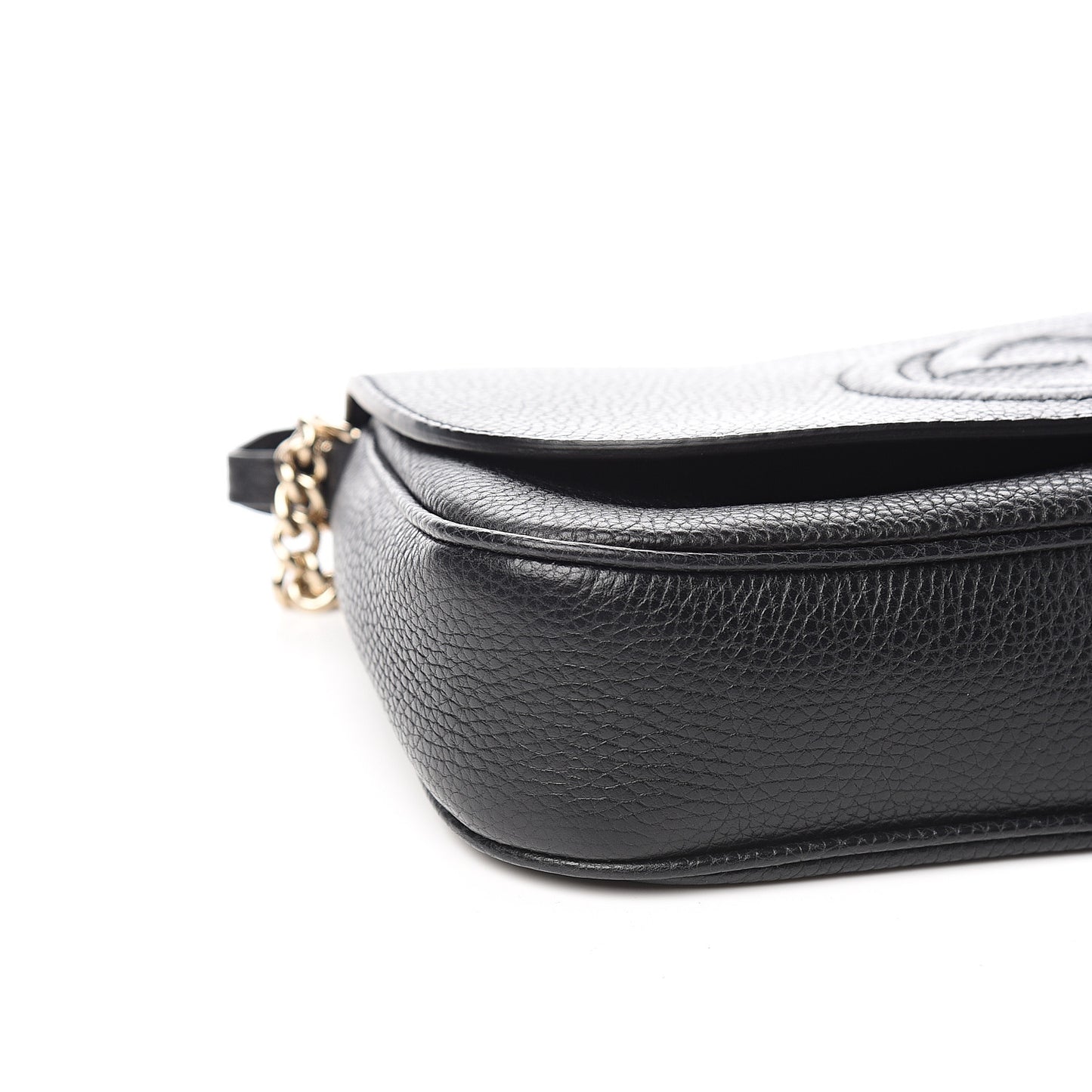 Pebbled Calfskin Medium Soho Flap Crossbody Black