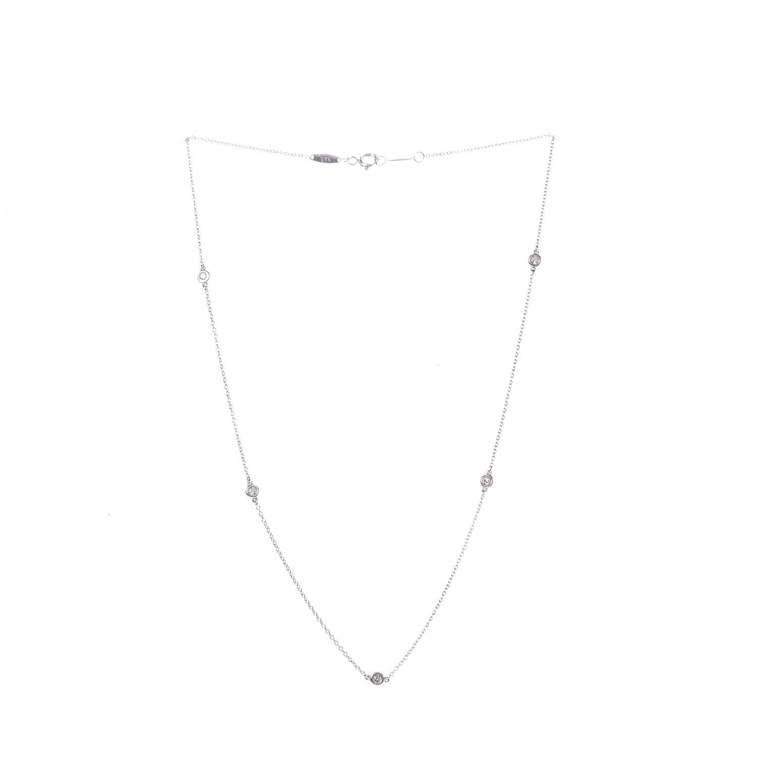 Tiffany Sterling Silver Diamond .15ctw Elsa Peretti Diamonds by the Yard Five Station Necklace 3 of 8