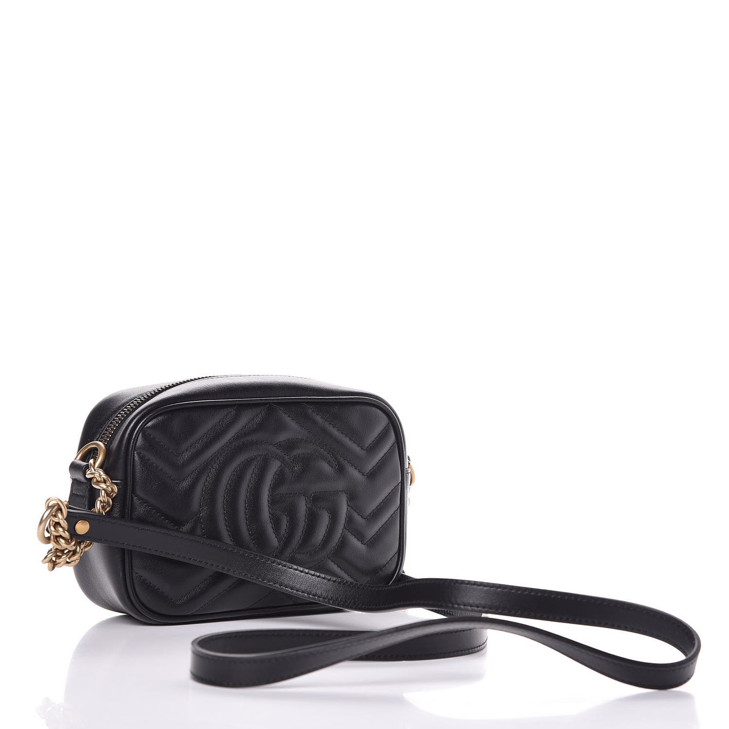 Calfskin Matelasse Mini GG Marmont Chain Shoulder Bag Black
